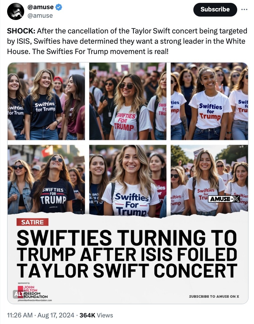 Trump Uses AI to Fake Taylor Swift’s Endorsement - Swifties Not Impressed